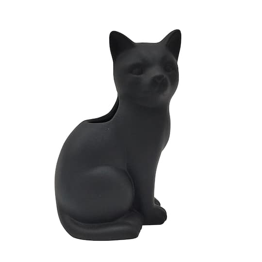 7" Black Cat Ceramic Vase by Ashland®